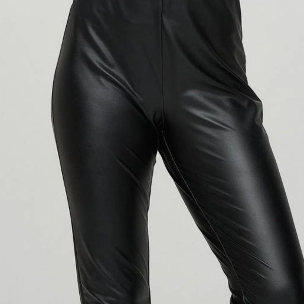 P10540 Black Faux Leather Leggings by ACC
